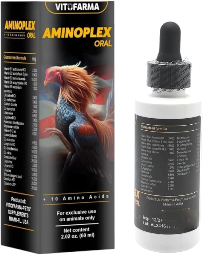 Aminoplex Supplements Liquid for Roosters Oral 60 ml - Suplemento de Aminoacidos para Gallos, Pollos 60 ml