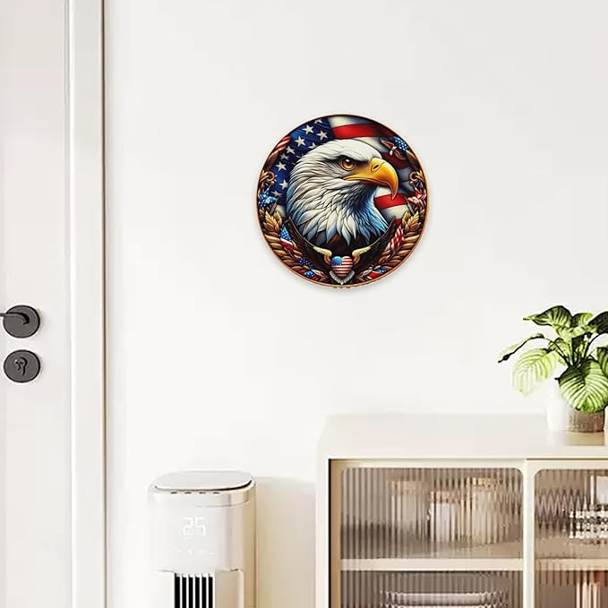 United States 250th Anniversary Round Metal Signs, Patriotic Eagle Home Decor Wall Signs, 1776-2026 America 250th Decorative Wall Signs, Gift for US Citizens