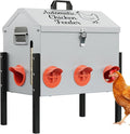 50LB Automatic Chicken Feeder, Metal Chicken Feeder with Window, No-Waste Poultry Feeder with 8 Feeding Ports, Adjustable Height, Locking Lid & Weatherproof Design for Outdoor Coop