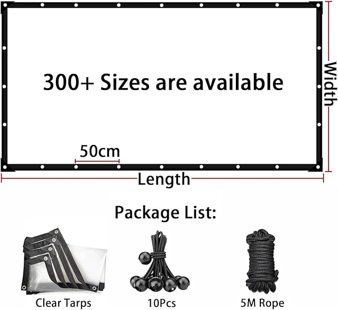 Clear Vinyl Tarps with Grommets 5 x 25FT Heavy-Duty Waterproof Covers for Garden Protection, Patio Enclosures, Greenhouse Applications Chicken Coop & Outdoor Plant Protection