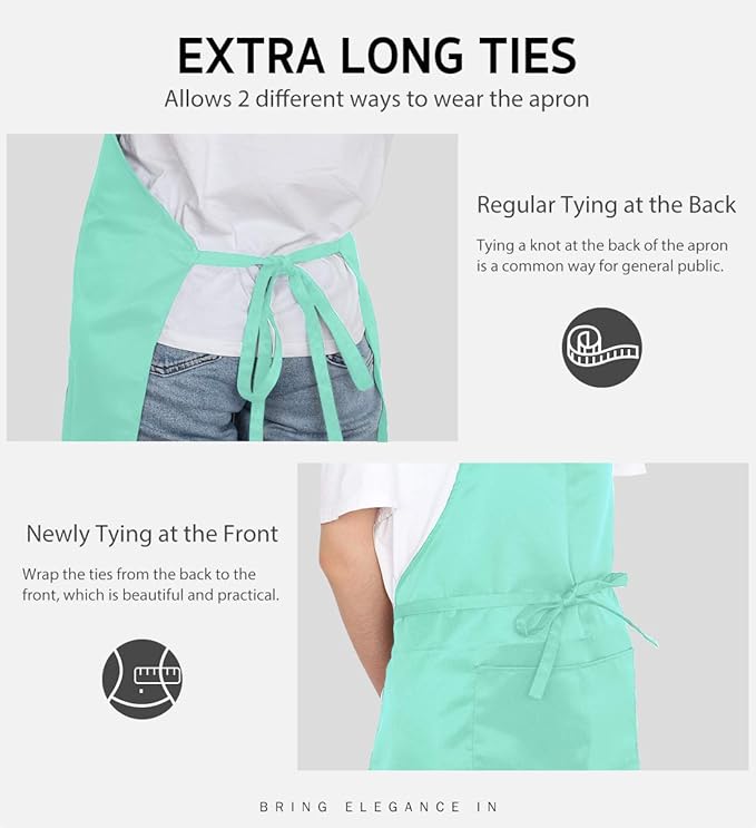 Syntus Adjustable Bib Apron with 2 Pockets Cooking Kitchen Aprons for Women Men Chef