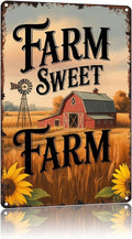 Farm Sweet Farm Rustic Countryside Motif 8x12 Inch Vintage Aluminum Metal Tin Signs-For Backyard Patio Porch Kitchen Living Room Wall Decor