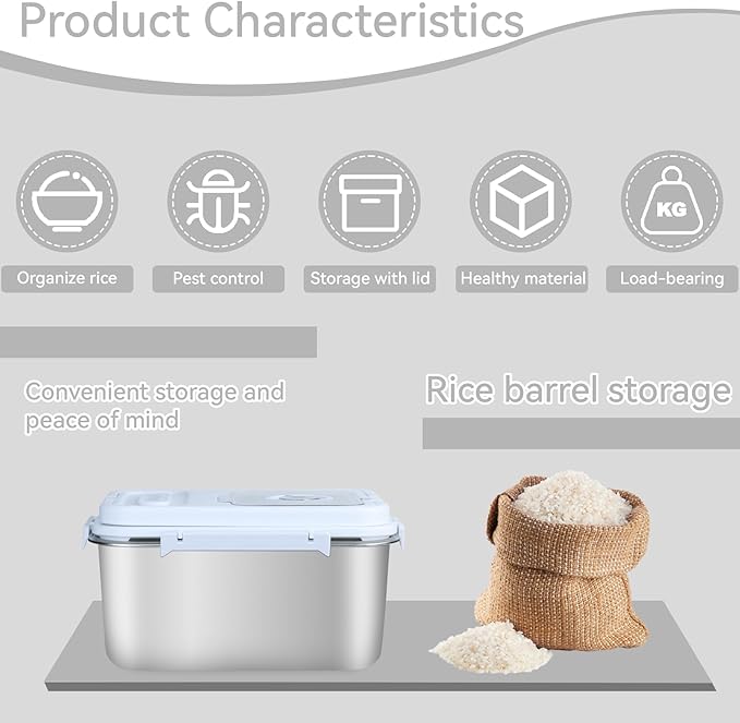 20lbs/10L Stainless Steel Dog Cat Pet Food Flour Storage Bin Airtight Bird Seed Keep Food Fresh Rice Container Metal Cereal Grain Dry Boxes for Kitchen Countertop Pantry, Silver (320 oz)