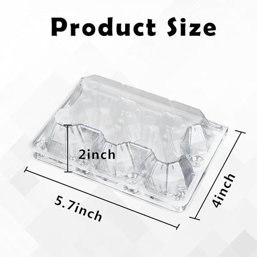 100 Pcs Plastic Transparent Egg Cartons - 2x3 Clear for 6 Eggs | Half Dozen | Bulk Clear Plastic Egg Cartons for Family Pasture Farm Market Kitchen Organization