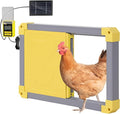 Automatic Chicken Coop Door, Solar Powered Automatic Chicken Door with Timer Mode, Battery Powered LCD Screen, Anti-Pinch Design, Waterproof, Easy Installation (Grey)