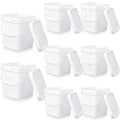 Mumufy 8 Pcs 3.5 Gallon Square Food Grade Bucket with Lid Square Bucket Pail Plastic Handles for Long Term Food Storage, Camping, Fishing, Home Organization Easy Stack and Store (White)