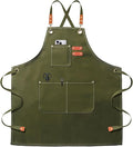 Chef Apron for Men Women Canvas Aprons with 3 Pockets Cross Back Resistant Work Apron for Cooking