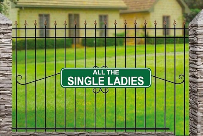 All The Single Ladies Sign - Chicken Hen Rustic Metal Street Sign or Door Name Plate Plaque Home Patio Garden Bar Farm House Garage Wall Decor Green Tin Signs 16 X 4 Inch