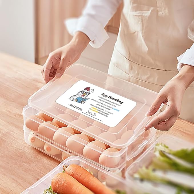 160 Pcs Egg Carton Labels, Eggs Handling Stickers Farm Fresh Laid on Sticker PET Adhesive Egg Packaging Sticker for Box Container Carton Farm Supplies, 2x4 Inch