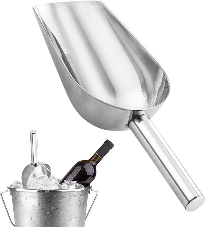 Stainless Steel Scoop - Multipurpose Dry Bin Tool, Candy Serving Ladle, Grain Storage Shovel, Pet Food Handler, Kitchen Utility Accessory | Stainless Steel Scoop for Bar Events for Wedding Parties for