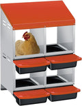 Metal Chicken Nesting Box with Easy-Collect Tray & Lid – 3/4/2x2 Compartment Heavy Duty Roll Away Nesting Boxes for Chickens, Wall Mount or Freestanding, Galvanized Steel Hen Laying Box for Coop