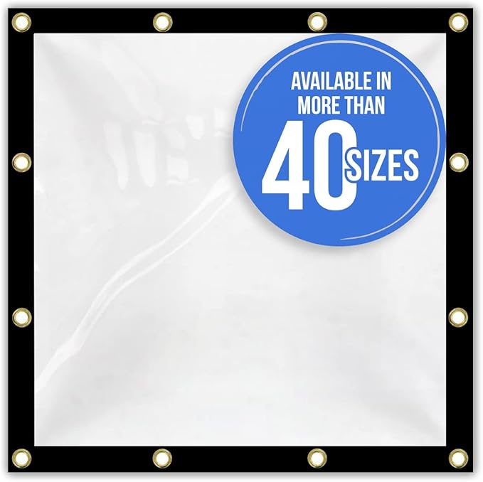 Covers & all Clear Tarp Heavy Duty Waterproof, 20mil Clear Tarp with Grommets, Outdoor Tarp for Patio Covers, Porch Screens, Greenhouses, Chicken Coop (10' H x 20' W Feet), Indoor or Outdoor Use