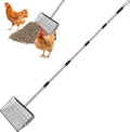 SlowTon Chicken Poop Scooper 10" Wide - Stainless Steel Chicken Coop Scoop Heavy Duty with 40 to 77" Long Handle for No Bending Work, Chicken Coop Litter Cleaning Tool Sand Sifting Shovel
