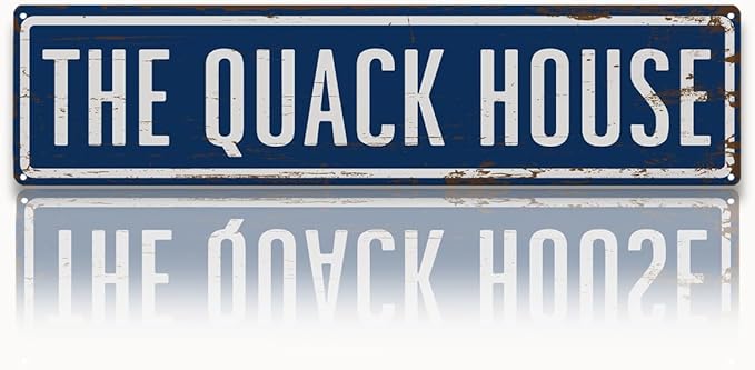 Rustic Farmhouse Style Duck Coop Sign, Metal Outdoor Ducks House Signs, The Quack House Signs, Retro Metal Tin Sign, Farmhouse Decor, Backyard Duck House Gift 15.8x4 Inch