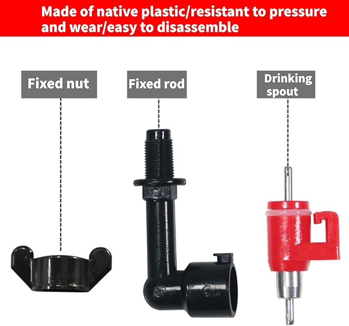 Jeanoko Chicken Water Feeder Nipples,10Pcs Automatic Rabbit Nipple Drinker Feeder Rabbit Waterer Poultry Watering System for Rabbits/Chickens 2.20x2.17x0.79in