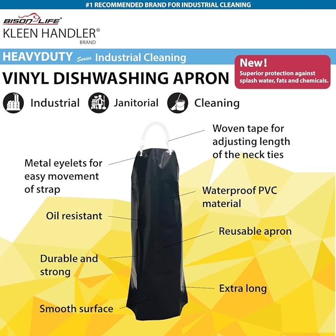 KLEEN HANDLER Heavy Duty Dishwashing Apron | Industrial Cleaning, Extra Long Protective Water Resistant Apron