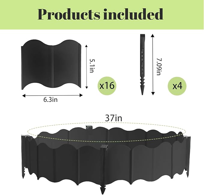 20er Set Adjustable Chicken Dust Bath Tub with 4 Fixed Stake 37.4'' Dia x 5.5'' H, Bottomless Design Round Coop,Adjustable Chicken Coop Cleaner Container