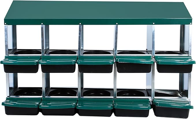 Metal Chicken Nesting Boxes, Roll Away Egg Collection with Lid Cover to Protect Eggs, Easy Clean Ventilated Design for Chicken Coop, Hen Roosting Boxes for Laying