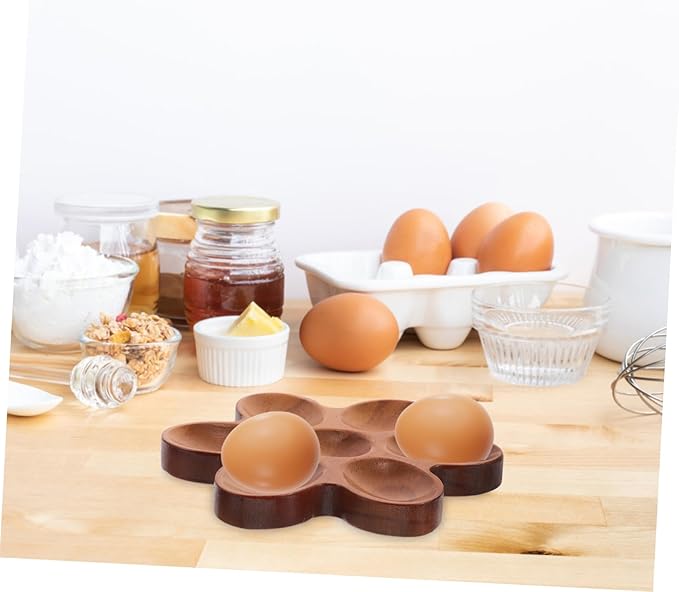 Mikinona Egg Holder Tray Rustic Wooden Serving Dish Decorative Storage Basket for Kitchen Countertop Egg Organizer