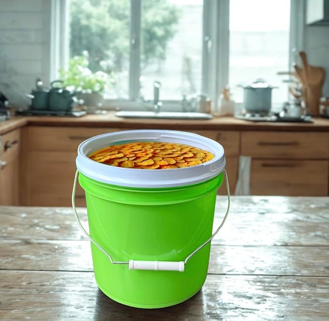House Naturals 2 Gallon Food Grade - BPA Free Made in USA Buckets Lime Color pails with Screw On Gasket Lids (1, Lime - White lids)