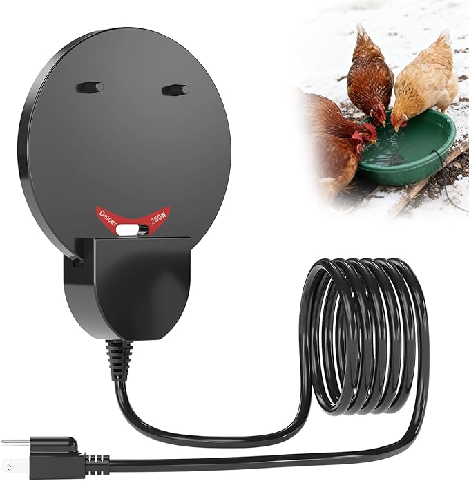 250W Submergible Cast Aluminum De-Icer - Farm Utility Heater for Livestock, Poultry, Horses, Cows, Birds, Wildlife - Water Trough Heater, Indoor/Outdoor Winter Use, 3M Cable
