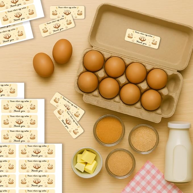 180 Pcs Farm Fresh Eggs Carton Labels, 2.6 x 0.98 in Rectangular Beige Tones Unwashed Eggs Labels Self-Adhesive Egg Packaging Stickers for Chicken Egg Box Container Farm Supplies