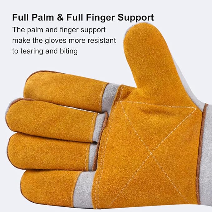 Animal Handling Gloves Bite Proof Scratch Leather Pet Gloves for Cat Dog Bird Snake Handling Veterinarians Groomers Zoo Workers Gray Yellow 23.6 Inches (60cm gray color plus yellow trough to thicken)