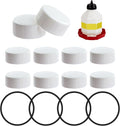 Plastic Poultry Waterer Replacement Parts Kit - 10 Caps & 4 O-Rings, Compatible with Miller, Little Giant PPF & Farm-Tuff 3/5/7 Gallon Poultry Founts (White)