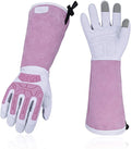 Vgo... 1-Pair Premium Geniune Goat Leather Extra-long Cuff Thornproof, Anti-abrasion, Anti-Impact Gardening Gloves (Size L, White, GA9659)