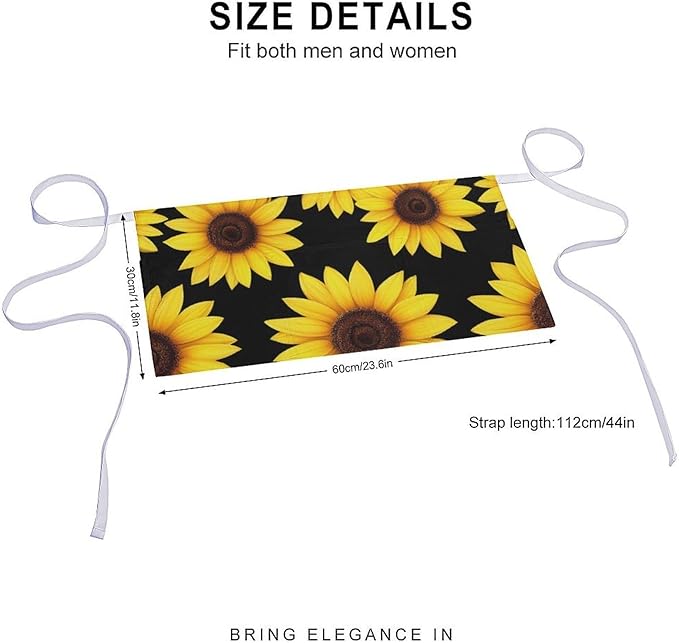 Unisex Apron for Cooking Server Waitress Half Waist Apron with 3 Pockets