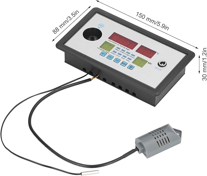 Pssopp Intelligent Incubator Thermostat, ABS Material, Realtime Temperature and Humidity Display, HighLow Alarm Function, Automatic Egg Turning for Eggs and Birds