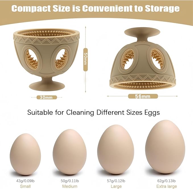Egg Washer for Fresh Eggs 2PCS, Silicone Egg Wash and Scrub Brushes, Reusable Tools for Cleaning Fresh Eggs, Ideal for Backyard Chicken Owners, Homesteaders, and Egg Collectors(Complexion)