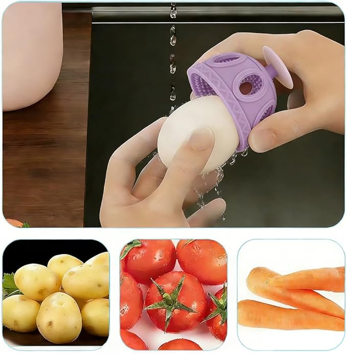 Layver Egg Brush Cleaner, Egg Cleaner Scrubber for Fresh Eggs, Silicone Egg Washer, Multipurpose Washing Egg Tool for Fruits and Vegetables (Purple)
