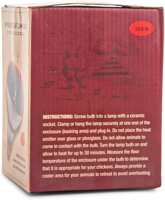 Fluker's Culinary Coop Infrared Heat Lamp for Chicken Coop or Outdoor Animals, 250 Watt