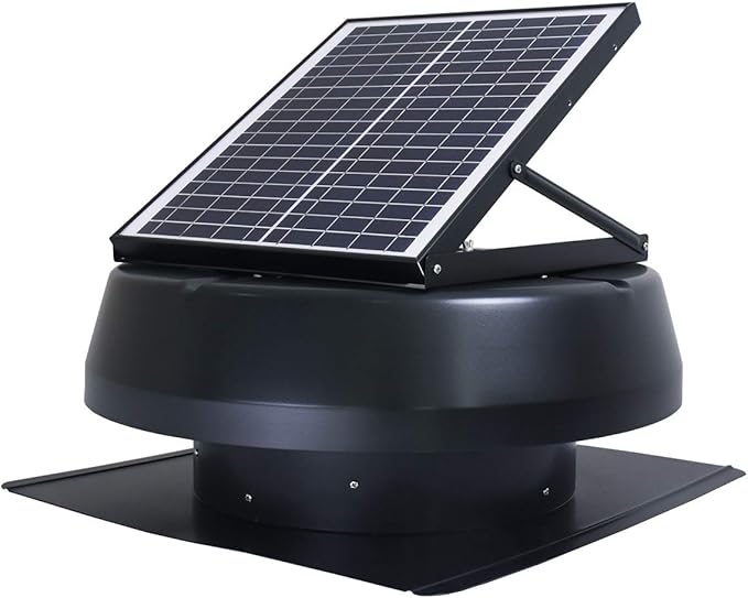 iLIVING 14" HYBRID Smart Thermostat Solar Roof Attic Exhaust Fan, 40-Watt, 1150 CFM, Cools up to 2900 Sq.Ft. Coverage Area, Black