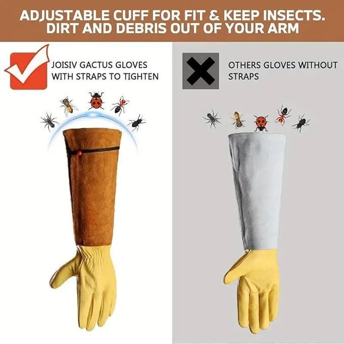 Leather Work Gloves, Reinforced Durable Gardening Gloves,Cowhide Work Gloves,Puncture & Cut Resistant