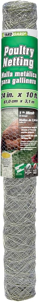 YARDGARD – 2 Inch Twisted Mesh Poultry Netting – 24 Inches by 10 Feet – Galvanized Steel – for Chicken Wire Fencing | Garden Protection | Poultry and Rabbit Enclosures | Farm and Yard Projects