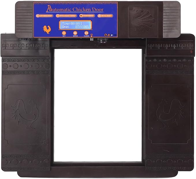 Auto Chicken Coop Door, Smart Solar Automatic Chicken Coop Door IP45 for Duck for Poultry (Dark Brown)