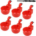 6 Pack Large Automatic Poultry Waterer Cups with Mounting Hole Opener, Plastic Chicken Water Feeder Bowls Kit for Chicks, Duck, Goose, Turkey and Bunny