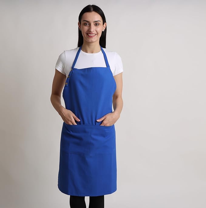 Kitchen Apron Cotton Waterdrop Resistant with adjustable Aprons for Women with Pockets 9 Color option Cooking