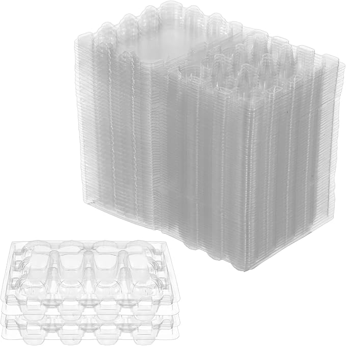 Varku 60 Pcs Quail Egg Cartons,12-slot Plastic Egg Cartons Trays Bulk,3x4 Grids Clear Storage Containers Fresh Chicken Eggs Reusable Small Quail Holder Trays Basket,Compact Stackable Design