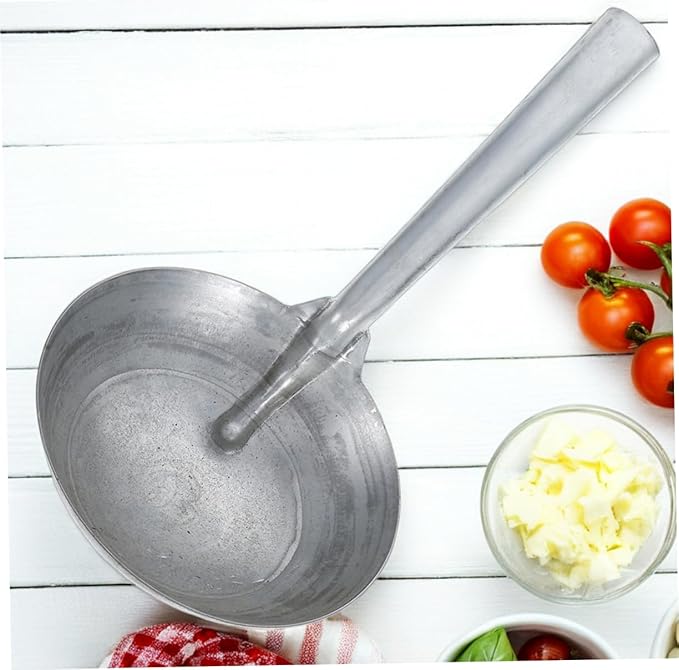 Toyvian Iron Feed Scoop with Ergonomic Handle Heavy Duty Ladle for Feeding and Watering Livestock Durable Iron Construction for Farmers and Homesteaders Feeding Tool