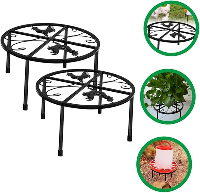 Garneck 2pcs Sturdy Metal Chicken Feeder Support Rack Coop Waterer Holder Accessories for Chick Dust Bath