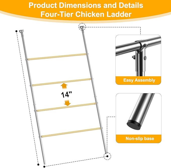Amopatio Square Chicken Perch for Coops, 42''x 54.5'' Chicken Roosting Ladder for Hens,Chick Coop Accessories for Backyard Poultry Habitat Supplies