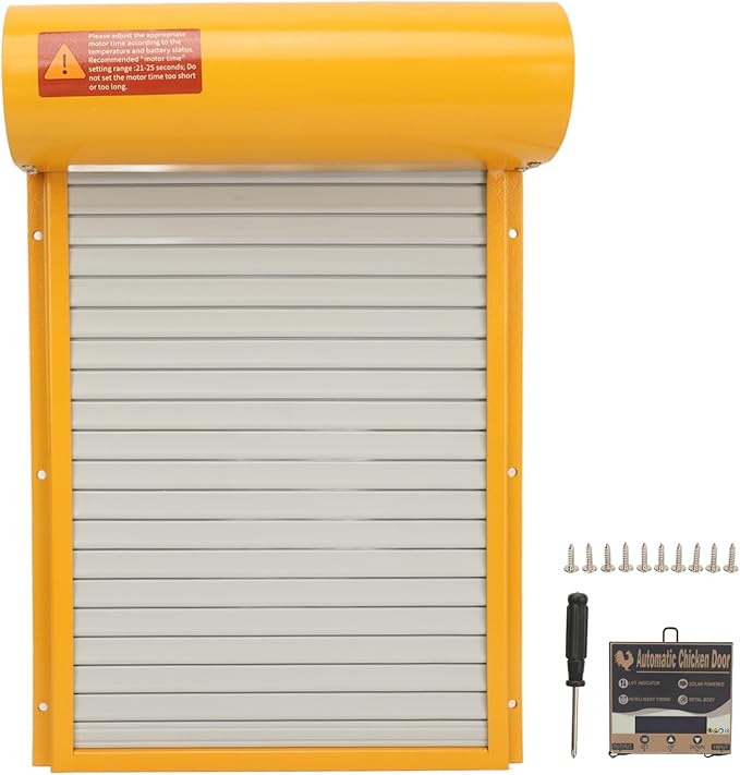 Automatic Chicken Coop Door Opener Battery Powered Timer LED Display with Programmable Controller for Chicken Duck Goose Poultry Coop (Yellow)