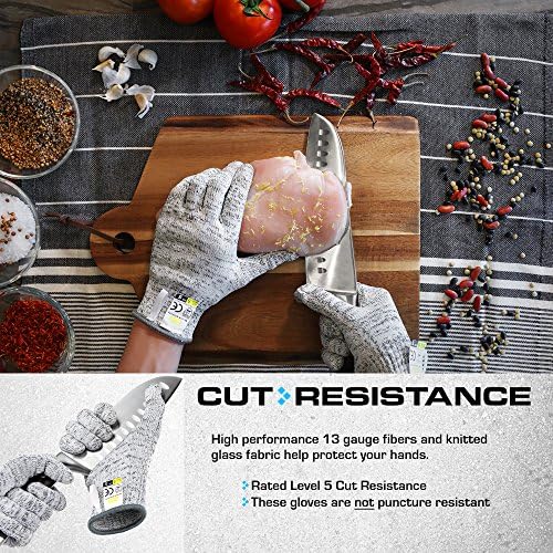 Glove Station Ultra Durable Series Cut Resistant Gloves - Cutting Gloves for Chefs, BBQ and Cooking - Level 5 Protection, Food Grade Safe Cut - Grey, Small Size [2-Pack]