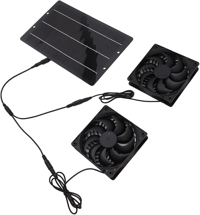 TOPINCN 10W Solar Powered Dual Exhaust Fan Kit for Chicken Coops Greenhouses Sheds, Energy Efficient with Powerful Ventilation