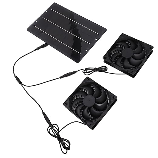 10W Solar Powered Exhaust Fan, Weatherproof Solar Ventilation Fan with Automatic Charging for Chicken Coops Greenhouses Sheds Dog Houses
