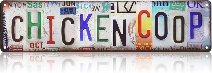 Chicken Coop Signs, Vintage Chicken Signs for Coop, Personalized Metal Chicken Sign for Farmhouse Door Fence Wall Decor, Rustic Chicken Coop Accessories Gifts for Hen Rooster Lovers
