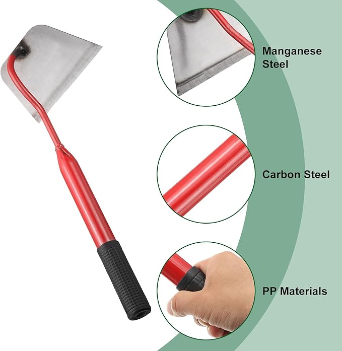 HARFINGTON 2pcs Garden Hoe 16.14" x 6.3" Steel Hoe Garden Tool Anti-Rust with Non-Slip Handle Edger Weeder Shovel for Backyard Loosening Farm Planting Weeding, Red